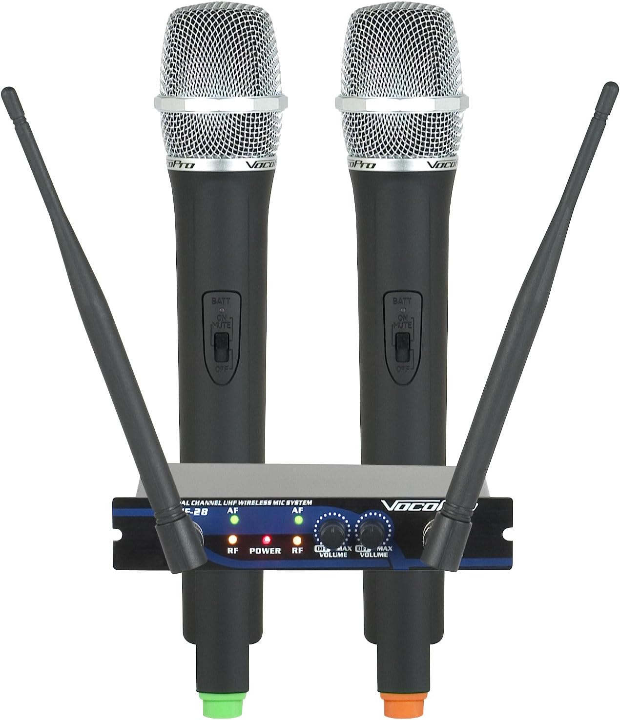 VocoPro - (UHF-28-9 Dual Channel UHF Wireless Microphone System, Black