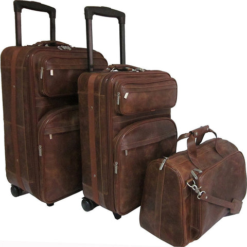Amerileather Waxy Brown Leather Three Piece Set Traveler