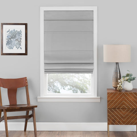 Cordless Roman Shades for Windows - 31 Inch Width x 64 Inch Length (Grey) - Blackout Polyester Window Privacy Blinds for Bedroom, Kitchen & Dining Room by Achim Home Décor
