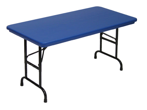 Correll RA2448 27 R Series Blow Molded Plastic Adjustable Height Commercial Duty Folding Table, Rectangular, 24" Width x 48" Length, Royal Blue