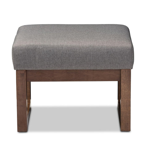 Baxton Studio Yashiya Fabric Ottoman Stool, Grey