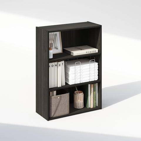 Furinno Simple Open Shelf Bookcases 3-Tier Espresso