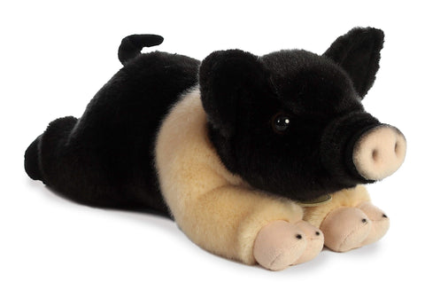 Aurora® Realistic Miyoni® Hampshire Pig Stuffed Animal - Lifelike Details Make a Cherished Companion - Perfect for Decorating Bedrooms or Classrooms - Black 12 Inches