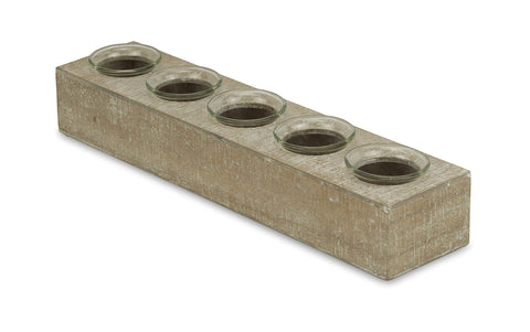 Cheung's Wooden Candle Holder with 5 Glass Jars Accent Organizer, Brown