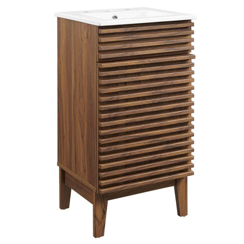 Modway Render 18" Bathroom Vanity with Sink in Walnut White