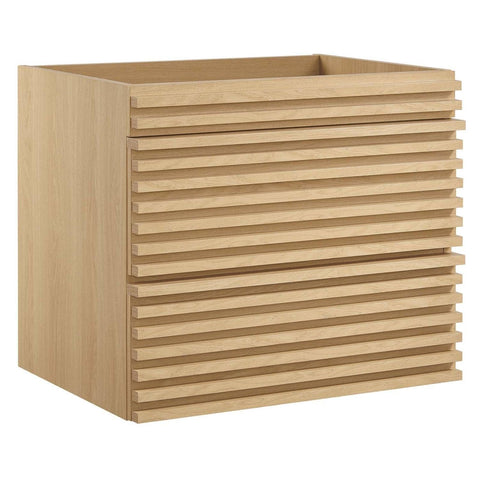 Modway Render 23.5" MDF Wood Wall-Mount Bathroom Vanity Cabinet in Oak