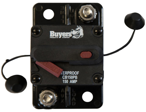 Buyers Products CB150PB 150 Amp Circuit Breaker with Manual Push-to-Trip Reset, Protect Accessory Circuits, Electrical Equipment for Dump Hoists, Salt Spreaders & More