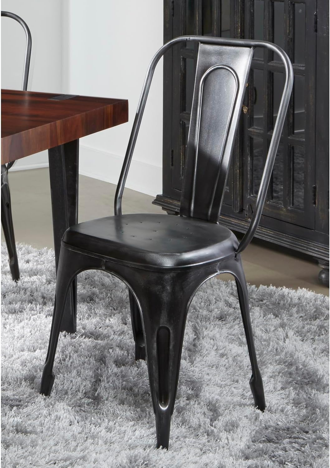 Coast to Coast Burnished Black Metal Metal Chairs- Set of 2s