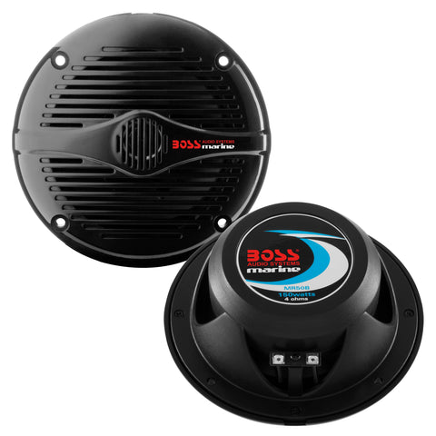 BOSS Audio Systems MR50B 5.25 inch Marine Stereo Boat Speakers - 150 Watts (pair), 2 Way, Full Range Audio, Tweeters, Coaxial, Weatherproof, Sold in Pairs