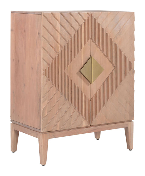 Zuo Hira Cabinet Natural, Natural Cabinet, Modern Style, Solid Acacia Wood Rectangular Shape Tabletop, Solid Acacia Wood, Indoor Living, 31.5" W x 17.7" D x 41.3" H