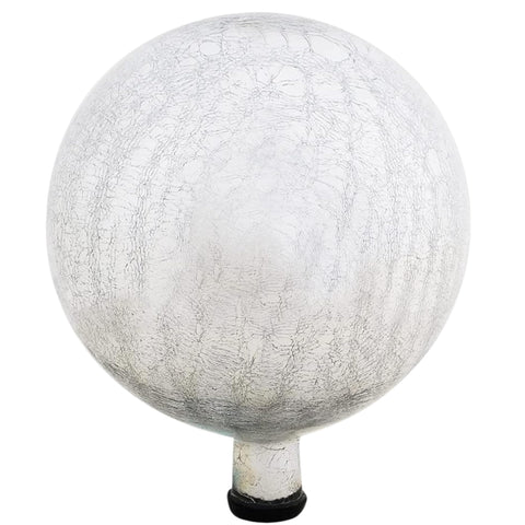 Oakestry 12" Crackle Glass Gazing Globe – Silver, Hand-Blown Mirrored Garden Ball for Yard, Patio & Outdoor Décor
