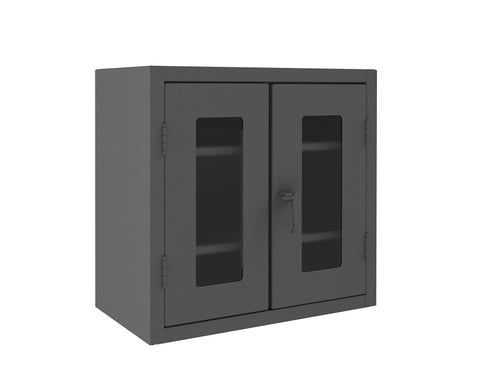 Durham Extra Heavy Duty Welded 12 Gauge Steel Clearview Counter Top Lockable Storage Cabinet with Lexan Door, HDCC203636-2S95, 1900 lbs Shelf Capacity, 20" Length x 36" Width x 36" Height, 2 Shelves