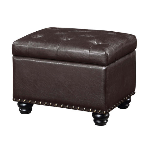 Convenience Concepts Designs4Comfort 5th Avenue Storage Ottoman 24" - Contemporary Foot Stool and Seat with Hinged Lid for Living Room, Dining Room, Office, Den, Espresso Faux Leather