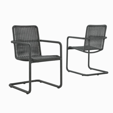 Modway Abacus Outdoor Wicker Dining Chairs Set of 2 in Slate