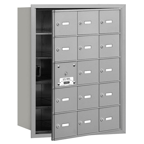 Salsbury Industries 3615AFU 4B Plus Horizontal Mailbox, 15 A Doors 14 Usable, Front Loading, USPS Access, Aluminum