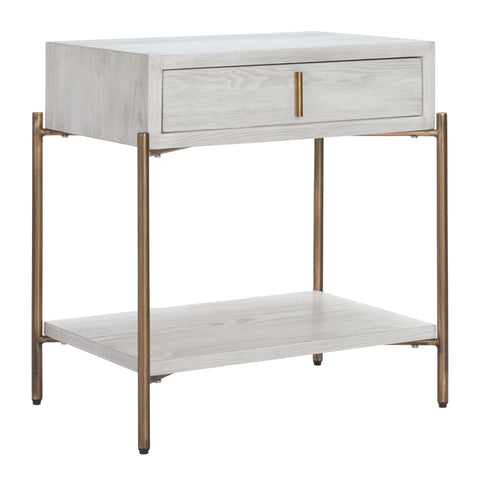 Yoru Side Table Oak White, White End Table, Modern Style, Wood Veneer MDF Rectangular Shape Tabletop, MDF, Indoor Living, 24.4" W x 17.1" D x 26.2" H