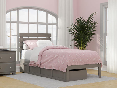 Oxford Twin Extra Long Bed with USB Turbo Charger and 2 Extra Long Drawers in Grey