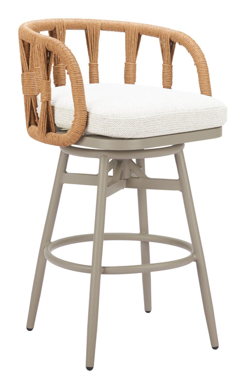 Zuo Safal Swivel Barstool Multicolor, Multicolor Barstool, Modern Style, Outdoor Fabric, Removable and Washable Cushion Cover, Aluminum, Outdoor Bar, 22" W x 21.1" D x 37.8" H, Non-Stackable