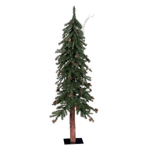 Vickerman Alpine Artificial Christmas Tree with Real Pine Cones, 4' - Small Faux Christmas Tree for Holiday or Rustic Décor - Seasonal Holiday Decoration