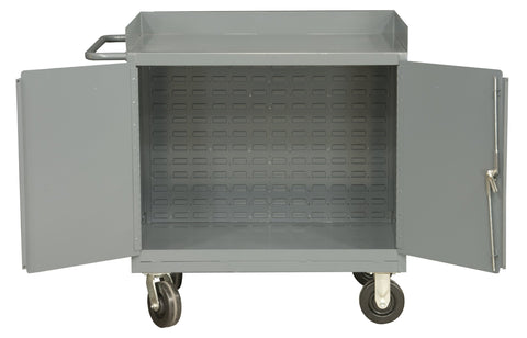 Durham 16 Gauge Welded Steel Mobile Bench Cabinet, 3100-BLP-95, 1 Fixed Shelf