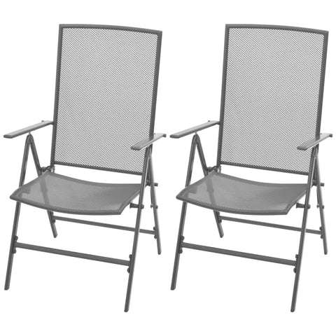 vidaXL Stackable Patio Chairs 2 Pcs, Outdoor Stack Chair with Metal Frame, Outdoor Dining Chair for Patio Garden Yard Deck Lawn, Steel Gray