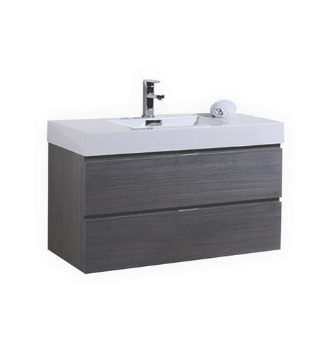 Bliss 40? Gray Oak Wall Mount Modern Bathroom Vanity