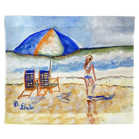 Betsy Drake TP1421 24 x 30 in. Beach Chairs & Girl Outdoor Wall Hanging