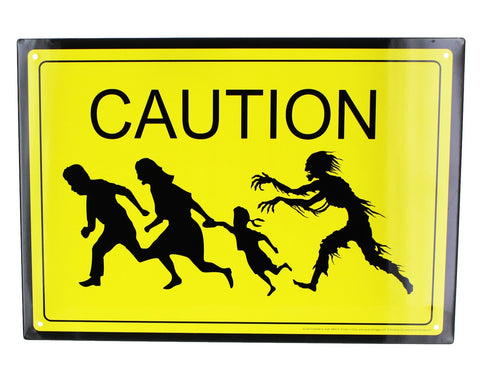 Aquarius Caution Zombies Tin Sign