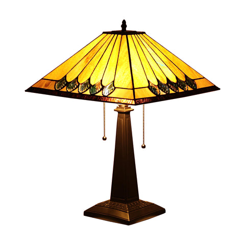 Chloe Lighting Graham Tiffany-Style 2 Light Mission Table Lamp 16" Shade