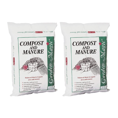 Michigan Peat 2-Pack Compost and Manure Blend, Garden Magic Mix w/Odor-Free Blend, 40 Lbs - Outdoor Lawn and Gardening Mixture with Nutrients and Minerals for Soil Potting and Planting