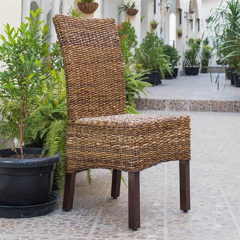 Oakestry Arizona Abaca Dining Chair - Elegant Handwoven Brown Dining Chair for Home & Restaurants