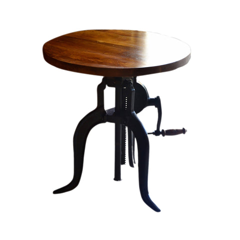 Adjustable Crank Accent Table: Chestnut/Black