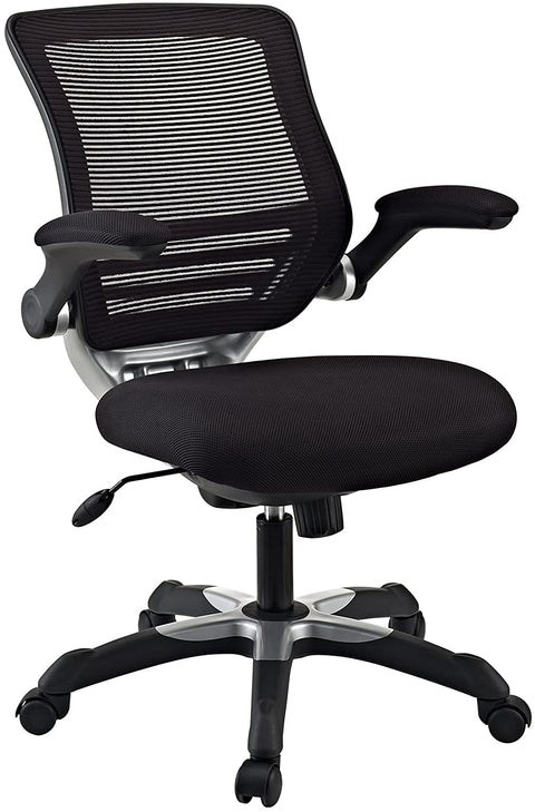 Oakestry Edge Mesh Back and Mesh Seat Office Chair in Black with Flip-Up Arms in Black