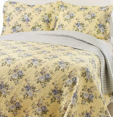 Fast Furnishings Coverlet Set Floral Lightweight Yellow Blue Floral