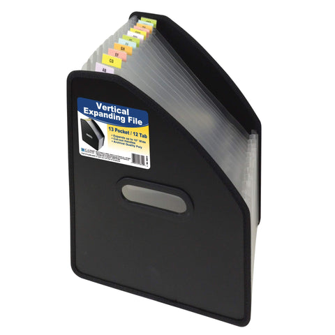 C-Line Vertical Expanding File, 10" Expansion, 13 Sections, 1/12-Cut Tabs, Letter Size, Black