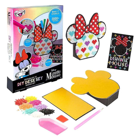 Fashion Angels Disney Minnie Mouse Crystalize It! Desk Design Kit with 2000+ Sparkly Gems, Notepad, Pen Holder to Decorate Your Desk at Home or School for Girls and Kids Ages 8 and Up