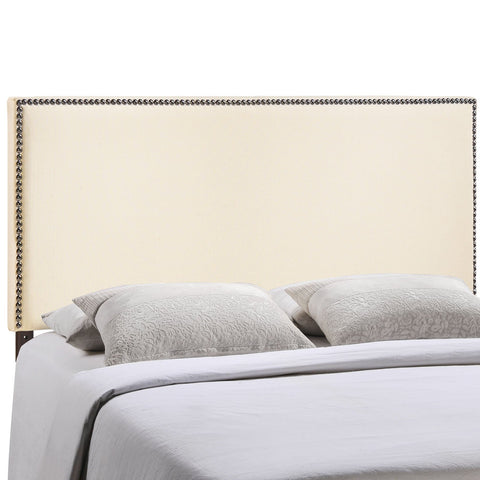 Modway Region Linen Fabric Upholstered Full Headboard in Ivory with Nailhead Trim