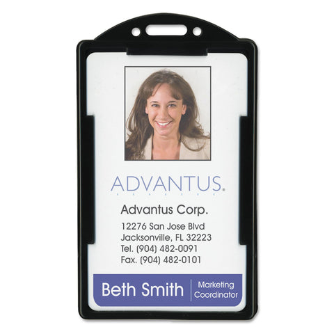Advantus 75657 Vertical ID Card Holders, 2 1/8 x 3 3/8, Black, 25 per Pack