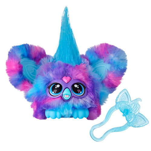 Furby Furblets Luv-Lee Mini Friend, 45+ Sounds, K-Pop Music & Furbish Phrases, Electronic Plush Toys for Girls & Boys, Purple & Blue, Back to School Gifts, Ages 6+
