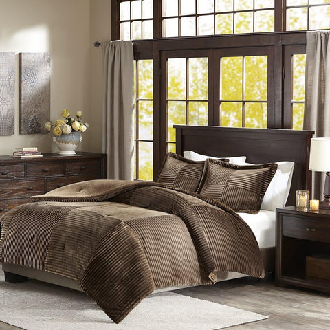 Oakestry Trendy Ultra Soft Luxury Premium Plush Comforter Mini Bedding Set Luxury Fuzzy, Full/Queen, Brown