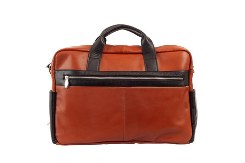 McKleinUSA Southport Pebble Grain Calfskin Leather 17" Leather Two-Tone Dual-Compartment Laptop & Tablet Briefcase Brown (19100) 17.5"x4"x12"