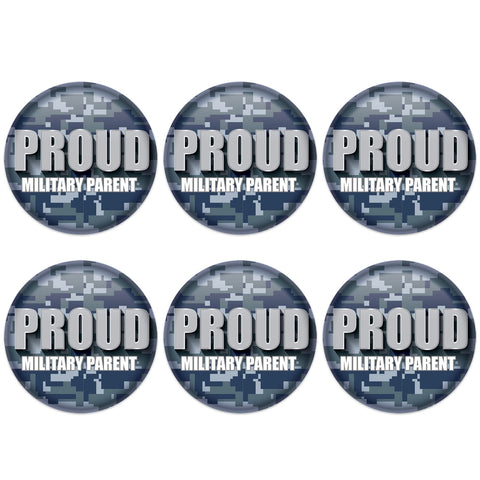 Beistle Proud Military Parent Button – 6 Pack, Pinback Badges with Gray Lettering on Digital Camo Background, Patriotic Accessories for Military Recognition, Events, Ceremonies & Everyday Wear, 2”