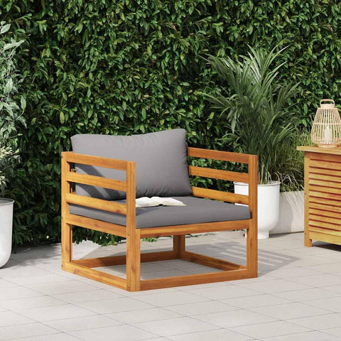 vidaXL Sectional Corner Sofa Set - Solid Acacia Wood with Dark Gray Cushions, Modular Outdoor Lounge, Weather Resistant, 27.6" x 27.6" x 23.6"