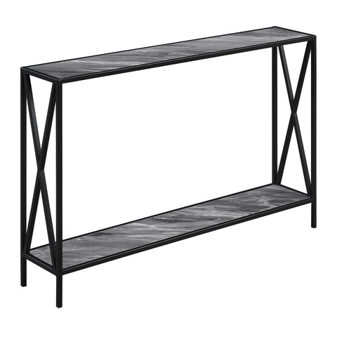 Convenience Concepts Tucson Console Table 47.25" - Modern Sofa Table with Storage Shelf, Entryway Hall Table for Living Room, Gray Faux Marble/Black