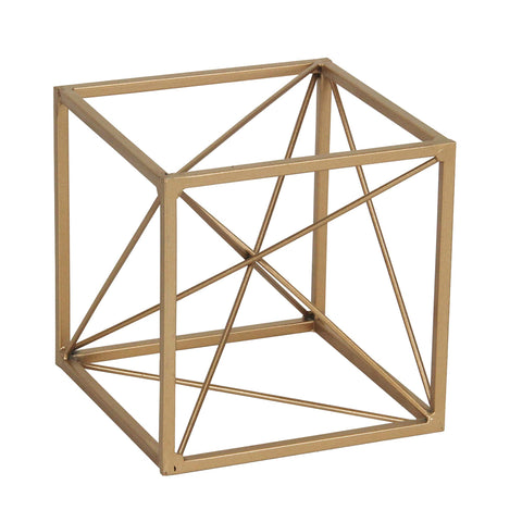 Cheung's 4738S Decorative golden cube with abstract center design, Gold