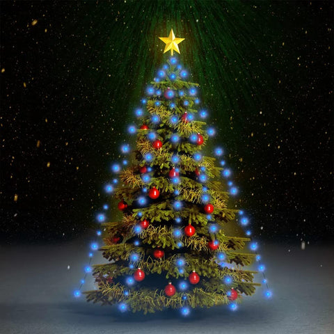 vidaXL Blue LED Christmas Tree Net Lights with 210 High-Powered LEDs, 8 Lighting Effects, Water- for Indoor/Outdoor Use, 82.7" Suitable Tree Height