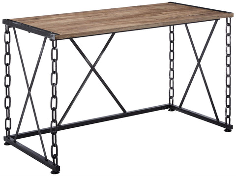 Acme Jodie Rectangular Wooden Top Writing Desk in Rustic Oak and Antique Black