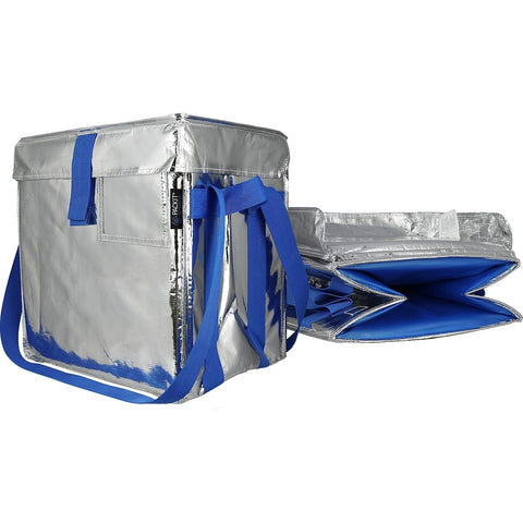 PACKiT Fresh Eco Freeze Tote, Large, Silver/Blue, 4/Carton (PKF-UD-MAG)