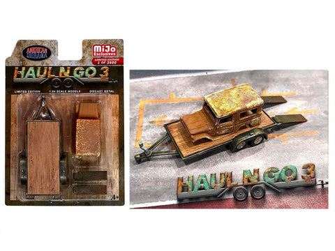 American Diorama 1:64 Haul N Go 3 - Diecast Model Set (1 Flatbed Trailer, 1 Abandoned Car, 2 Ramps) Limited Edition to 3600 Pieces Worldwide for 1:64 Scale Models AD-76522MJ