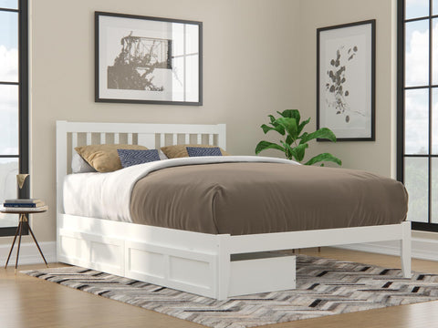 Tahoe Queen Bed with USB Turbo Charger and 2 Extra Long Drawers in White